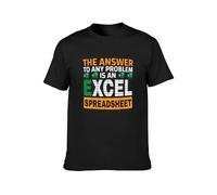 TQQCA BEAR The Answer to Any Problem is an Excel Spreadsheet Tax Day T-Shirt Mens Unisex Tee T-Shirt Black L