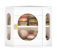 TQQDCI Corner Bread Box for Kitchen Countertop, Large Wooden Bread Box, Double Layer Bread Storage Bin, Bamboo Breadbox for Homemade Bread, Farmhouse Kitchen Organizer with Acrylic Window, White