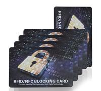 Tqsbeyah RFID Blocking Card, Contactless Bank Debit Credit Card Passport Protector, One Blocked Card Protects Entire Wallet Purse, ID/IC ATM Card Blocking for Wallet Protection, Black, 5-Pack, Modern