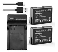 TQTHL 2 x Rechargeable Battery N-EL14 EN-EL14A Battery+Charger, 1500mAh Compatible with Nikon Coolpix P7000, P7100, P7700, P7800, P8000 DSLR D3100, D3200, D3300, D3400, D5100, D5200, D5300, D5500,