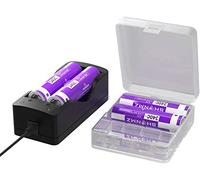 TQTHL 2023 New 4 Pack 3.7V 3400mAh 20A Flat Top Batteries Rechargeable with 2-Bay USB Charger for Flashlight, Camera, Small Fan, Sound Equipment, doorbell