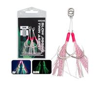 TQUXNGA 2Pcs Double Fishing Assist Hook Luminously Slow Quickly Fall Jigs Fishing Hook Dancing Jigging Assist Hooks Luminously Double Accessories