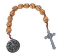 TQUXNGA Portable Pocket Rosary with Crucifix and Benedict Symbol Unisex Prayer Beads Wrist Accessories Religious Gift Devotional Rosary
