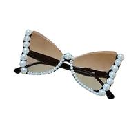 TQUXNGA Stylish Butterfly Sunglasses with Pearls Embellishment Materials for Fashionable Women Stone Frame Sunglasses