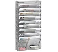 TQVAI 10 Tier Mesh Wall File Organiser A4 Paper Storage Wall Mounted Document Holder Stationary Organiser Desk Tidy Supplies in Tray for Office Home School, Silver