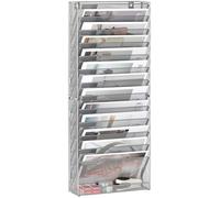 TQVAI 14 Tier Wall File Organiser Magazine File Holder A4 Paper Storage Stationary Organiser for Office Home School, Silver