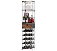TQVAI Wine Racks Free Standing 2-in-1 Modular Split 7-Tier Wooden Wine Rack 40 Bottles Display Shelves Holder with Drawer Storage Organizer for Home Coffee Bar, Black/Antique