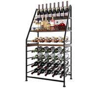 TQVAI Wine Racks Free Standing Shelves Wooden Wine Rack 40 Bottles Display Shelf Holder Storage for Cupboard Organizer for Home Bar, Black/Antique