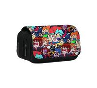 TQVLNMCR Anime Friday Night Funkin Pencil Case for Teens Student Anime Figure Boyfriends Girlfriends Penbox Double Layer Printed Pen Bag Large Capacity for School(B)