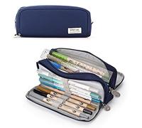 TQVLNMCR Big Capacity Pencil Case for Girls and Boys, Pencil Cases with 3 Compartments for Women, School Supplies Stationery Pen Pouch & Holder for Kids and Students(Dark Blue)