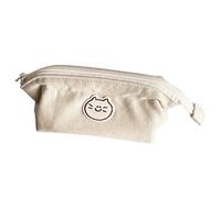 TQVLNMCR Canvas Pencil Bag with Smoothing Zipper, 7 x 4in Cartoon Animal Style Pencil Pouch Student Pencil Case for Stationery Organizer(Cat)