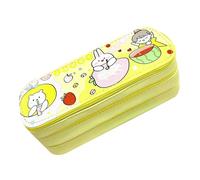 TQVLNMCR Cute Stylish 3 Layers Large Capacity Pencil Case with Class Schedule, Multipurpose, Canvas Material(Yellow)
