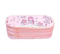 TQVLNMCR Cute Stylish 3 Layers Large Capacity Pencil Case with Class Schedule, Multipurpose, Canvas Material(C)