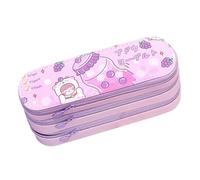 TQVLNMCR Cute Stylish 3 Layers Large Capacity Pencil Case with Class Schedule, Multipurpose, Canvas Material(E)