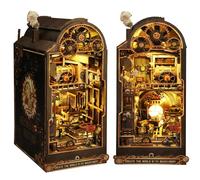 TQVLNMCR DIY Book Nook Kit, DIY Miniature Dolls House Kit with Furniture and LED Light, 3D Puzzle Wooden Art Bookends, Magic Booknook Model Kits for Adults(Mechanical Rhythm)