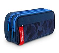 TQVLNMCR Large Capacity Boys Pencil Case, 3 Compartments Pencil Case for Boys and Girls, Smooth Zipper Portable Pencil Pouch Gift(Blue)