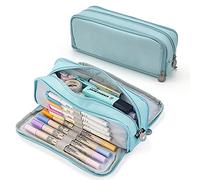 TQVLNMCR Large Pencil Case for Girls, School Supplies Pencil Cases with 3 Compartments for Boys and Kids, Big Pencil Bag for Office Supplies(Blue)