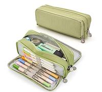 TQVLNMCR Large Pencil Case for Girls, School Supplies Pencil Cases with 3 Compartments for Boys and Kids, Big Pencil Bag for Office Supplies(Green)