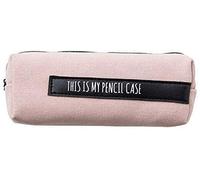TQVLNMCR Letter Pencil Bag, 1PCS Simple Cute Canvas Pencil Case Pure Color Pen Bag for Students Gift(Pink and Black)