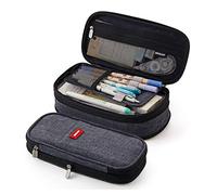 TQVLNMCR Pencil Case, 22 x 11 x 6.5 cm Pencil Pouch with Zipper, Gray Pencil Bag Pen Case Box for Kids Teen Girls Adults