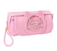 TQVLNMCR Pencil Case Large Capacity, Cat Pencil Pouch with 3 Compartments, Office Stationery Organizer Makeup Cosmetic Bag, Quicksand Pencil Case Teen Boy Girl School Students Adults(B)
