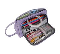 TQVLNMCR Pencil Pouch Large Capacity Pen Case Holder Durable Canvas Stationery Storage Organizer Women Zipper Cosmetic Bag with Handle for Kids Students Office College Middle High School(E)