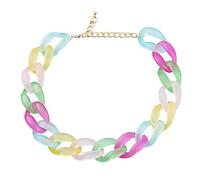 TQWSVUM Acrylic Cuban Link Chain Necklace For Women,Colorful Resin Chain Thick Chunky Choker, Metal Punk Exaggerated Fashion Boho Geometric Pendant Statement Jewelry