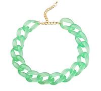 TQWSVUM Acrylic Cuban Link Chain Necklace For Women,Colorful Resin Chain Thick Chunky Choker, Metal Punk Exaggerated Fashion Boho Geometric Pendant Statement Jewelry