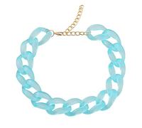 TQWSVUM Acrylic Cuban Link Chain Necklace For Women,Colorful Resin Chain Thick Chunky Choker, Metal Punk Exaggerated Fashion Boho Geometric Pendant Statement Jewelry