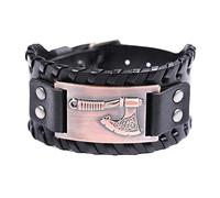 TQWSVUM Axe Bracelet For Men Women - Viking Axe Celtic Knotwork Leather Bracelet - Nordic Amulet Pagan Wide Braided Wristband Talisman Jewelry