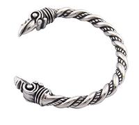TQWSVUM Double Raven Heads Twisted Viking Bangle Bracelet Arm Ring,Men's Stainless Steel Handcrafted Adjustable Odin Crow Cuff Bracelet,Norse Mythology Pagan Jewelry