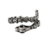 TQWSVUM Men Viking Ouroboros Skeleton Snake Ring - Stainless Steel Vintage Gothic Punk Serpent Ring - Nordic Dragon Scales Animal Amulet Street Statement Jewelry