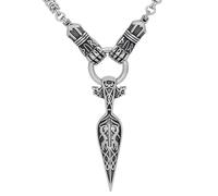 TQWSVUM Men Viking Thor's Hammer/Spear of Odin Pendant King Chain Necklace - Handmade Heavy Stainless Steel Chunky Chain - Norse Vintage Pagan Amulet Jewelry