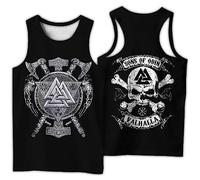 TQWSVUM Men Viking Vests Tank Tops - Norse Mythology Plus Size Sleeveless T-shirt Breathable Mesh Tops Tees(Valknut,L)