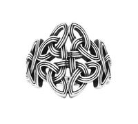 TQWSVUM Men Women Stainless Steel Celtic Trinity Knot Ring - Handmade Hollowed Out Viking Triquetra Knot Ring - Norse Pagan Vintage Irish Amulet Jewelry