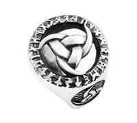 TQWSVUM Men Women Triple Horn of Odin Ring - Nordic Viking Runes Triangle Knot Stainless Steel Ring - Handmade Pagan Amulet Pirate Jewelry