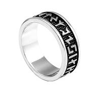 TQWSVUM Men Women Viking Rune Ring, Nordic Futhark Rune Stainless Steel Ring,Fashion Hip Hop Gothic Pagan Amulet Protection Jewelry