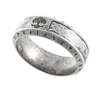TQWSVUM Men Women Viking Vintage Tree of Life Ring - Nordic Runes Celtic Knot Yggdrasil Signet Ring - Couple Stainless Steel Futhark Runes Wedding Band Fashion Jewelry (Style : Vintage_09)