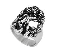 TQWSVUM Men's Nordic Viking Tree of Life Ring - Handmade Stainless Steel Yggdrasil Signet Ring - Cool Punk Pagan Vintage Hip Hop Pirate Jewelry