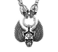 TQWSVUM Men's Skull Square King Chain Necklace - Vintage Gothic Stainless Steel Skull Head Pendant - Handmade Fashion Hip Hop Biker Punk Boyfriend Jewelry (Color : A Style, Size : 70CM)