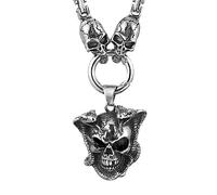 TQWSVUM Men's Skull Square King Chain Necklace - Vintage Gothic Stainless Steel Skull Head Pendant - Handmade Fashion Hip Hop Biker Punk Boyfriend Jewelry (Color : B Style, Size : 50CM)