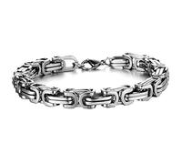 TQWSVUM Men's Stainless Steel Byzantine Link Chain Bracelet,Handmade Heavy King Chain Vintage Chunky Weave Wristband,fashion Charm Punk Rock Gothic Style Jewelry
