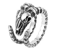 TQWSVUM Men's Stainless Steel Sheep Goat Head Skull Gothic Ring,Vintage Punk Charm Animal Adjustable Open Finger Ring,Middle Ages Steampunk Jewelry Halloween Accessory