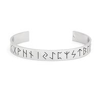 TQWSVUM Men's Stainless Steel Viking Cuff Bangle Bracelet,Nordic Runic Futhark Adjustable Open Wristband,Norway Vintage Gothic Style Celtic Pagan Amulet Jewelry