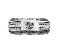 TQWSVUM Men's Stainless Steel Yggdrasil Ring - Nordic Viking Runes Vintage Tree of Life Ring - Handmade Double Layer Twisted Pagan Amulet Wedding Band Couple Jewelry