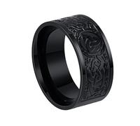 TQWSVUM Men's Triquetra Celtic Knot Stainless Steel Ring - Nordic Viking Irish Knot Ring - Handmade Vintage Pagan Amulet Engagement Wedding Band Protection Jewelry