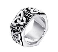 TQWSVUM Men's Triquetra Celtic Knot Viking Ring, Nordic Trinity Knot Stainless Steel Band Ring, Women Fashion Vintage Pagan Amulet Band Protection Jewelry
