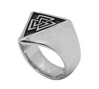 TQWSVUM Men's Valknut Ring, Nordic Viking Odin Triangle Symbol Stainless Steel Ring, Vintage Amulet Pirate Jewelry Gift