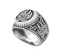 TQWSVUM Men's Viking Bear Paw Stainless Steel Ring - Norse Mythology Celtic Bear Claw Ring - Punk Hip Hop Norse Vintage Biker Jewelry Gift