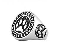 TQWSVUM Men's Viking Bear Paw Stainless Steel Ring - Norse Mythology Celtic Bear Claw Ring - Punk Hip Hop Norse Vintage Biker Jewelry Gift